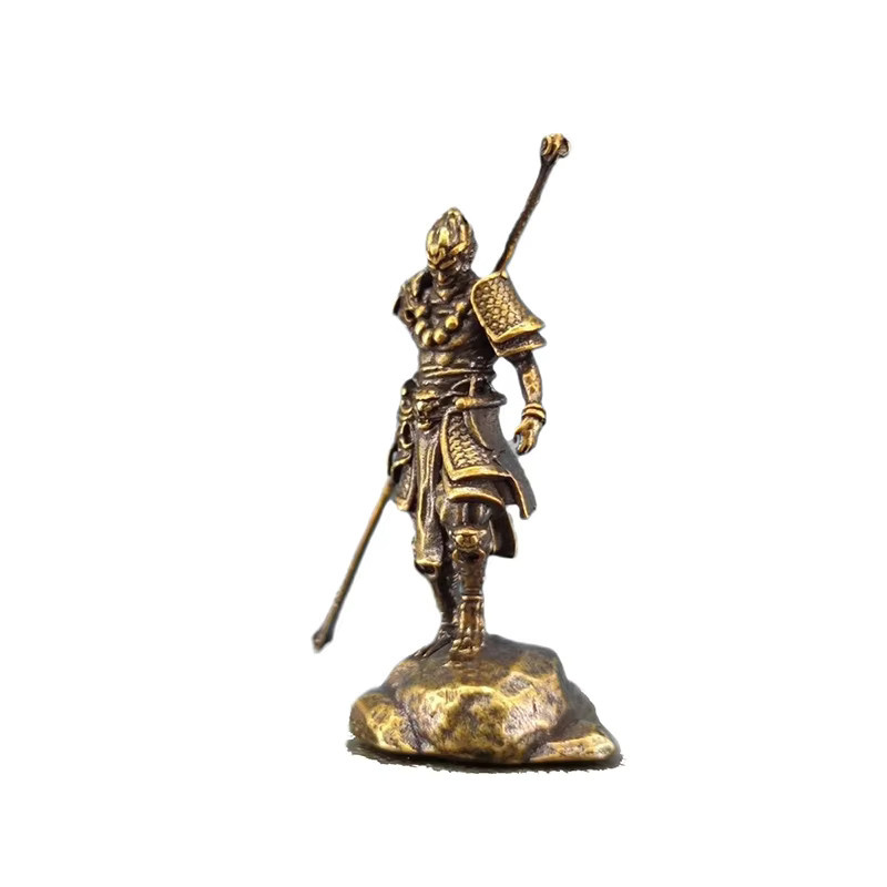 JETTING Miniatur-Figur Affen-Sonnenkönig Wu Kong mit goldenem Stab, handgefertigte Statue in Gold für Schreibtisch, Heim- und Autodekoration - Bild 2