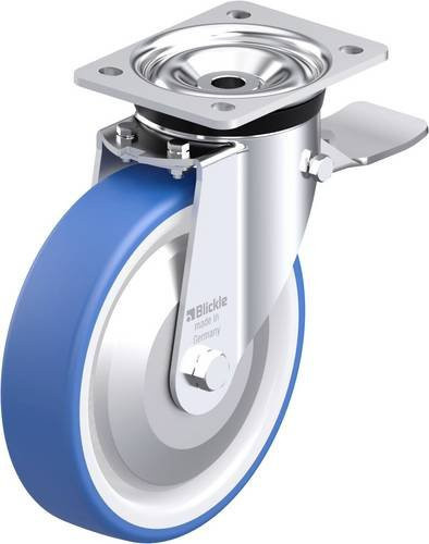 Blickle Stahlblech-Lenkrolle LK-POTHS 200R-ST-FA in Blau und Stahl mit 200 mm Rad-Durchmesser und 550 kg Tragfähigkeit - Bild 1