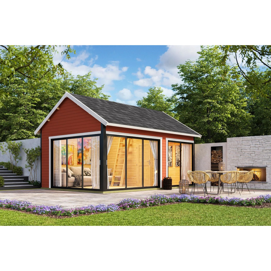 Lasita Gartenhaus Maja Murano mit Satteldach in Schwedenrot, B/H/T: 595 x 364,8 x 445,5 cm - Bild 2