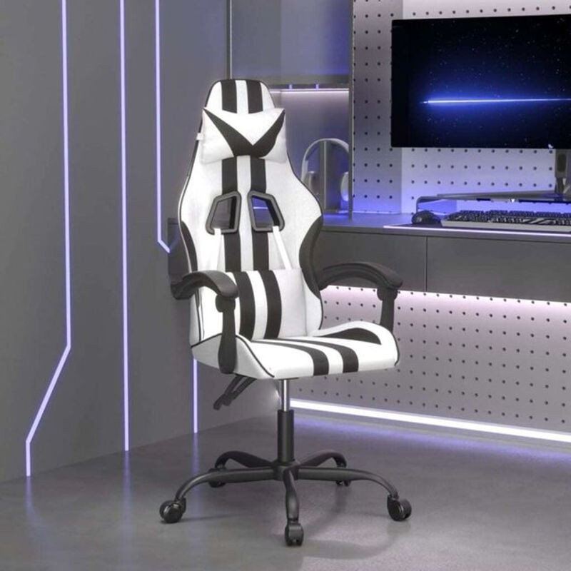 vidaxl Gamingstuhl aus Kunstleder in Weiß und Schwarz, drehbar - Bild 1