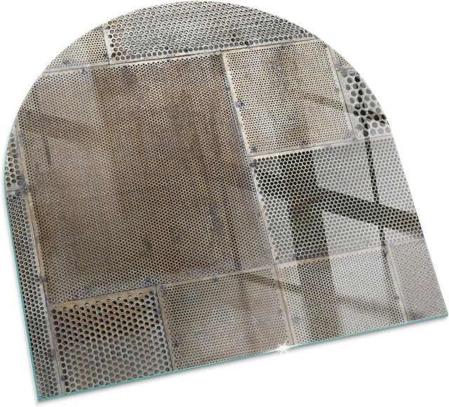 Tulup Kamin Glasplatte mit Lochblechmuster in Beige, B/T: 100 x 100 cm - Bild 1