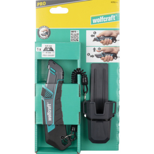 Wolfcraft PRO SAFETY Sicherheitsmesser mit Köcher, 18mm Abbrechklingen-Messer, schwarz - Bild 2