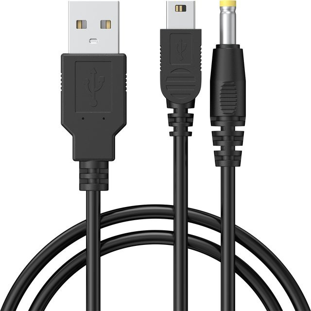 2 in 1 USB Ladekabel und Datenkabel für Sony PSP 1000 2000 3000 und PS3 Controller, Schwarz, Länge: 1,2 m - Bild 1