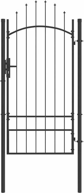 vidaXL Gartentor aus Stahl mit Schloss in Grau, Höhe: 200 cm, Breite: 100 cm - Bild 1