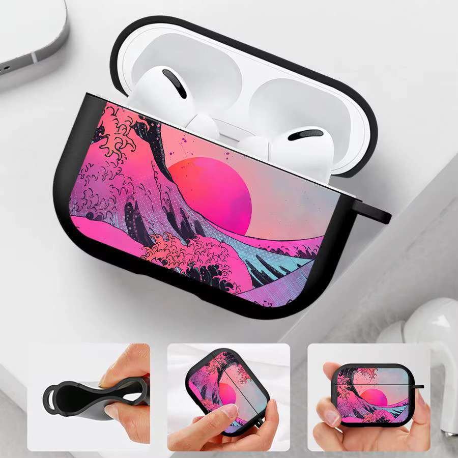 Schutzhülle mit Cartoon-Wellenmuster für Apple AirPods in Multicolour - Bild 3