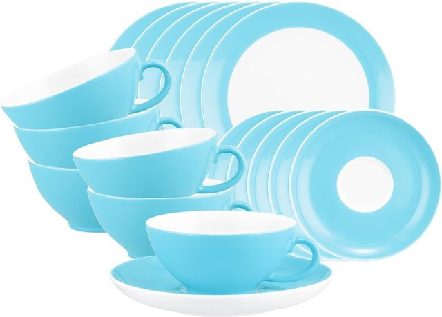 Seltmann Weiden Teeservice Liberty Pure Colors aus Porzellan, 18er Set, Blau - Bild 1