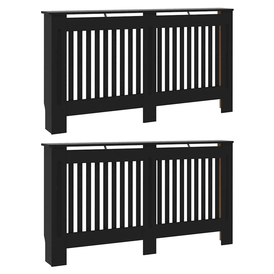 vidaXL Heizkörperabdeckung 2er-Set Schwarz mit vertikalem Latten-Design, B: 152 cm, T: 19 cm, H: 81,5 cm - Bild 2