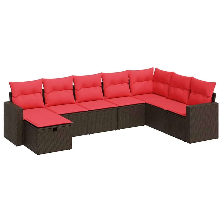 vidaXL 8-teilige Garten-Sofagarnitur in L-Form aus braunem Poly-Rattan mit wetterfesten Kissen und pulverbeschichtetem Stahlgestell - Bild 2