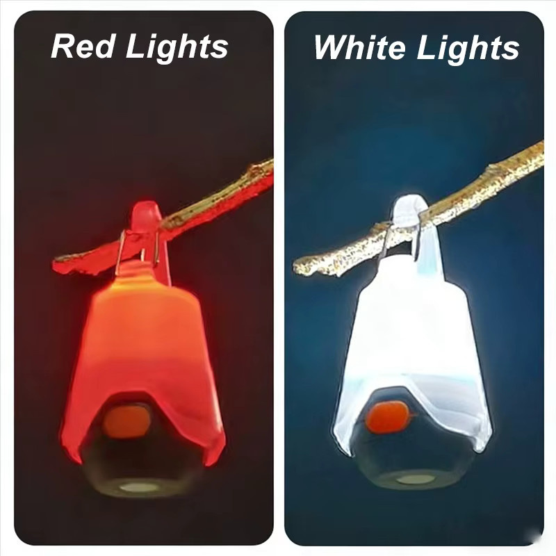 LINYILIGHT LED-Mini-Campinglampe, wiederaufladbare tragbare Taschenlampe mit weißem und rotem Licht, wasserdichtes Notlicht für Outdoor, Camping und Radfahren - Bild 3