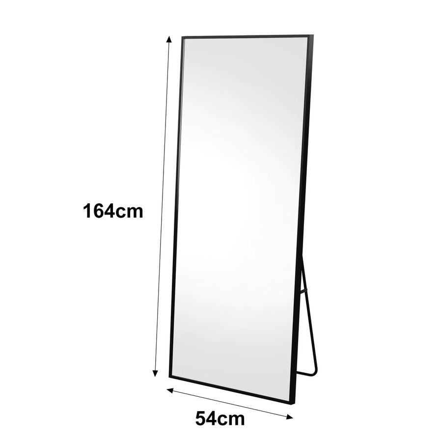 FEEOHOME Ganzkörperspiegel mit Aluminiumrahmen, rechteckiger Standspiegel für Schlafzimmer und Wohnzimmer, Höhe: 164 cm, Breite: 54 cm - Bild 2