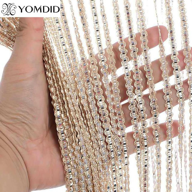 YOMDID String Vorhang Flash Line Shiny Tassel als Raumteiler und Fensterdekoration in Schwarz und Gold - Bild 1