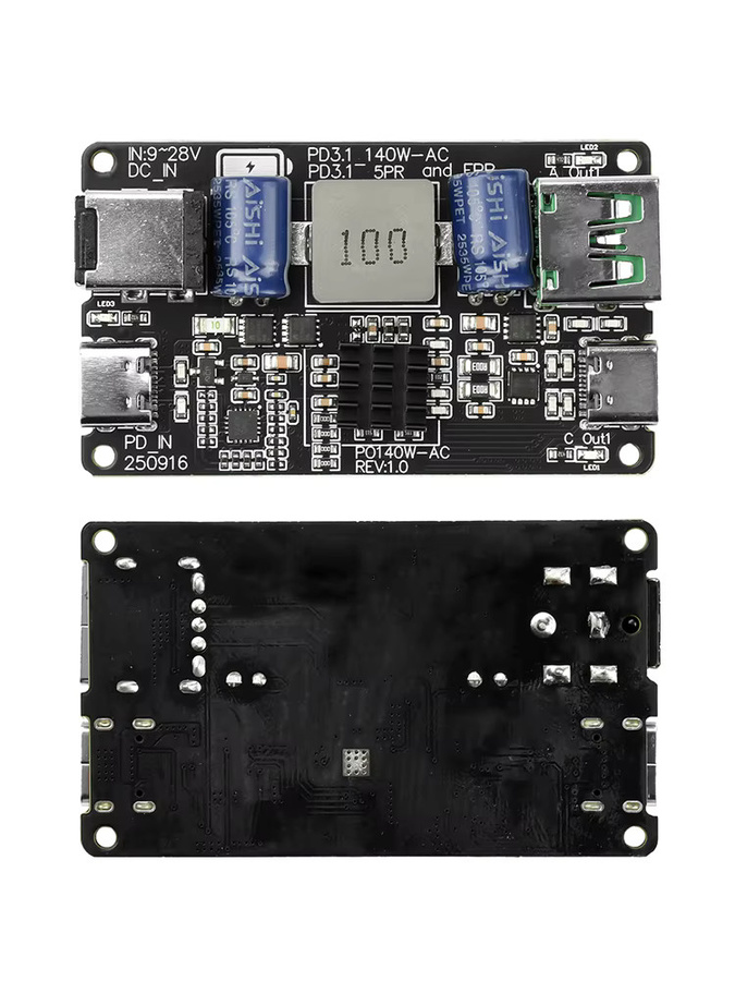 Diymore PD 140W DC Buck Ladeschutzmodul mit Dual Port Typ C USB-Ladegerät, Schwarz, Schnellladung PD3.1 QC3.0 QC4 QC4+ - Bild 3