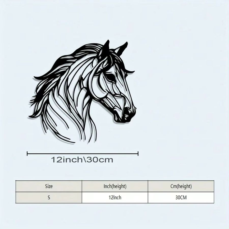 CIFBUY Vintage Wild Horse Metall-Wandkunst, minimalistische einzeilige Skulptur aus Eisen in Schwarz für deine moderne Wohnzimmerdekoration - Bild 2