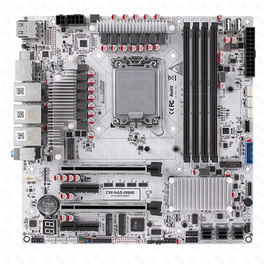 CWWK W680 Motherboard für NAS und All-in-One Workstations, unterstützt 12. bis 14. Generation Intel Core, DDR5, PCIe 5.0, 12x SATA 3.0 und 3x M.2 NVMe, LGA1700 - Bild 4
