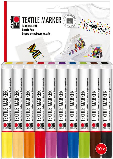 Marabu Textile Marker 10er-Set mit Textilfarbe in Multicolor - Bild 1
