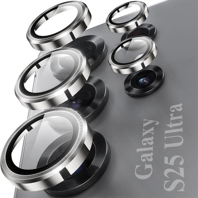 Kameraobjektivschutz aus Aluminiumlegierung und gehärtetem Glas für Samsung Galaxy S25 Ultra und S26 Ultra 5G in Schwarz - Bild 1