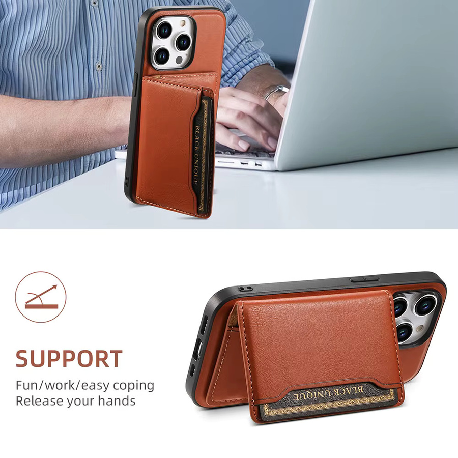LICOERS MagSafe Leder Brieftaschenhülle mit Kartenhalter und Ständer für iPhone, Samsung und Pixel in Schwarz oder Braun - Bild 2