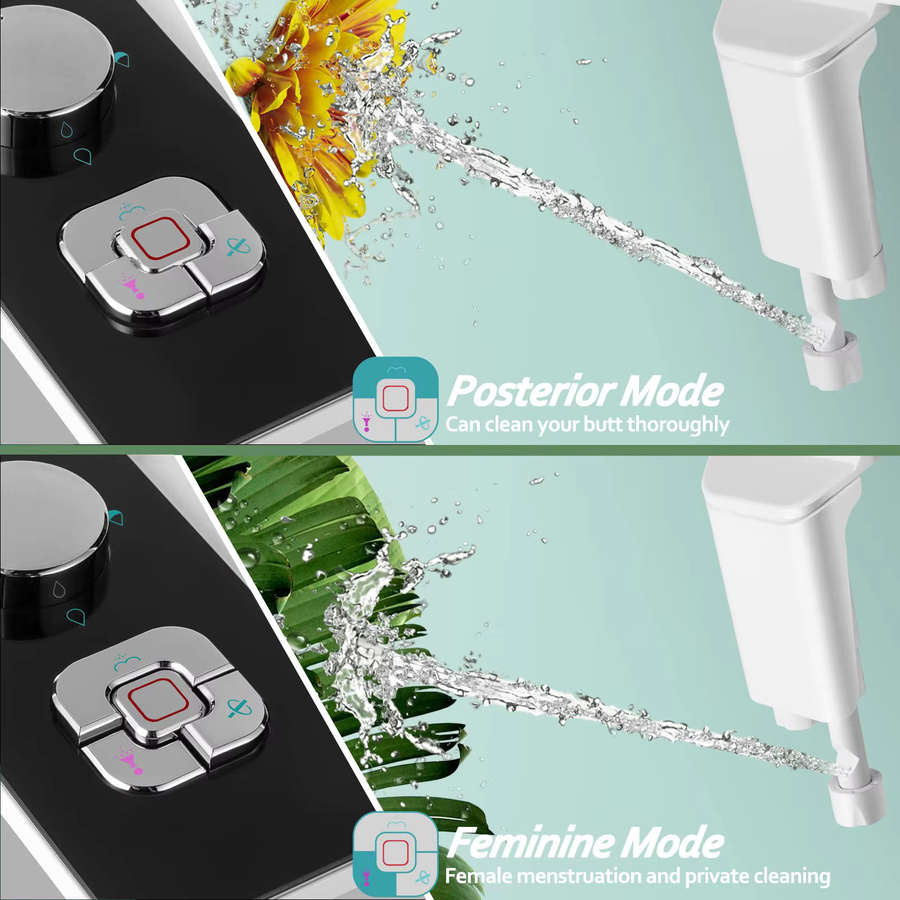 SAMODRA Bidet-Toilettensitzaufsatz aus Kunststoff, ultradünn, nicht elektrisch, mit Doppeldüsen für Front- und Hinterwäsche, Kaltwasser-System zur persönlichen Hygiene - Bild 2