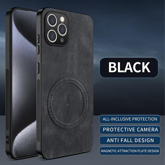 EUCAGR Magnetische PU-Leder Schutzhülle für iPhone 11 Pro Max, iPhone 11 Pro und iPhone 11 in Schwarz - Bild 1