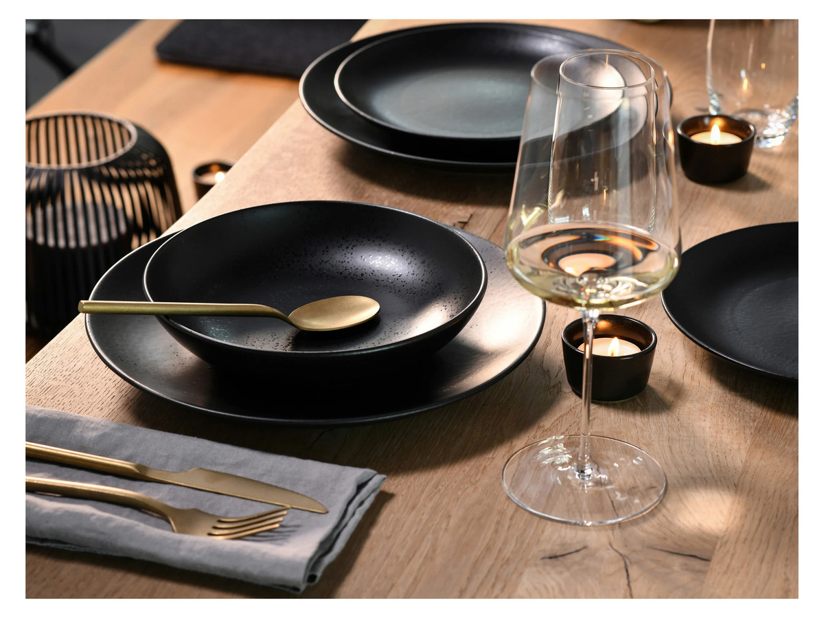 CreaTable Tafelservice Magic Black aus Steinzeug, 12-teilig, schwarz und grau - Bild 1
