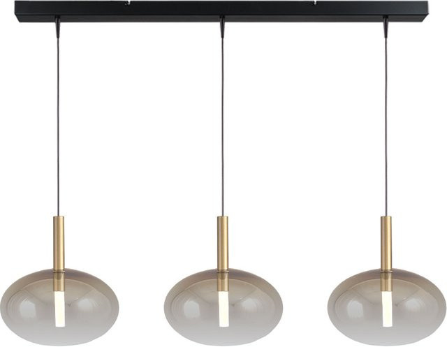 Masterlight Lido LED-Pendelleuchte 3-flammig in Gold mit transparenten Glas-Elementen, modern und dimmbar - Bild 1