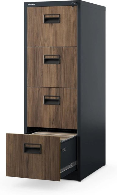 Jan Nowak Aktenschrank SARA V4 mit 4 Schubladen in Anthrazit und Nussbaum, B/T/H: 132 x 46 x 62 cm - Bild 1