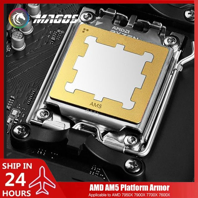 Flying Elephant AM5 CPU-Rüstung mit Anti-Biege-Rückplatte aus reinem Kupfer in Gold für AMD 7950X 7900X 7700X 7600X Prozessoren - Bild 1