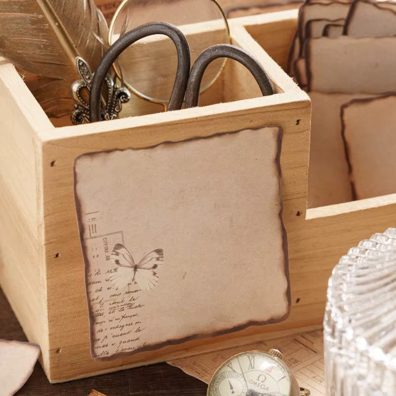 Momo-Pad DIY Dekorationsset mit verbranntem Rand im Vintage-Stil, 6 verschiedene Designs für Collagen und Bastelarbeiten - Bild 4