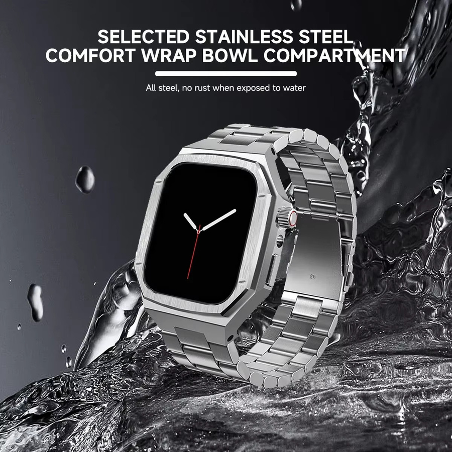 FancyWrist Uhrenarmband mit Gehäuse, Edelstahl, Silber, Apple Watch - Bild 3