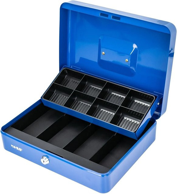 HMF Geldkassette mit Scheinfächern und Münzfächern, Blau, B/T/H: 30 x 24 x 9 cm - Bild 1