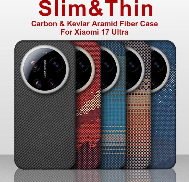 Magnetische Carbonfaser-Handyhülle aus Aramidfaser für Xiaomi 17 Ultra in Schwarz und Rot - Bild 1