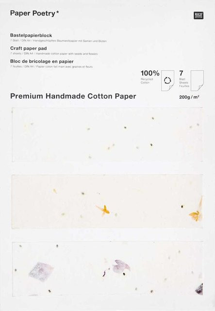Rico Design Paper Poetry Bastelblock aus handgeschöpftem Baumwollpapier in Weiß, DIN A4 - Bild 1
