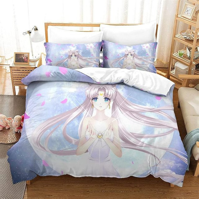 Sailor Moon Bettwäsche-Set aus Mikrofaser-Polyester, Mehrfarbig, 3-teilig, B/H: 264 x 228 cm - Bild 1