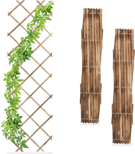 Relaxdays Scherengitter Rankgitter aus Tannenholz in Braun, 3er Set, ausziehbar, B: 180 cm, T: 60 cm - Bild 1