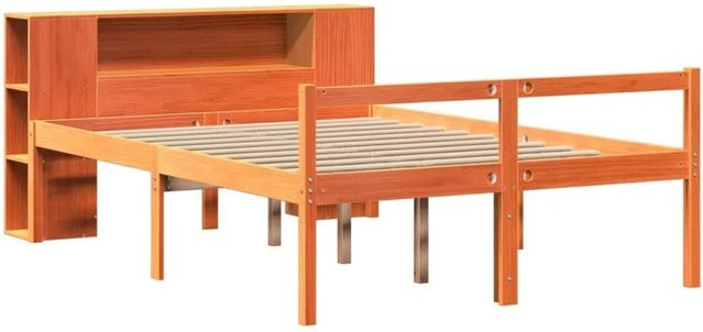 vidaXL Massivholzbett aus Kiefernholz in Braun, Rustikaler Stil, B/T/H: 140 x 190 cm - Bild 1