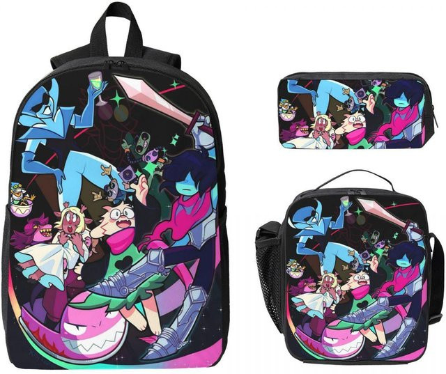Spamton X Tenna Deltarune Schulranzen-Set mit Federmäppchen und Brotdose, 3-teiliges Set für Jungen und Mädchen, Fancy Style Studio, mehrfarbig - Bild 1