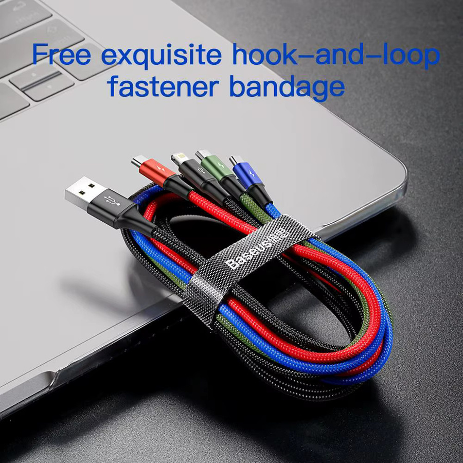 Baseus 3-in-1 USB-C-Ladekabel Multicolor für Samsung, Xiaomi und iPhone - Bild 3