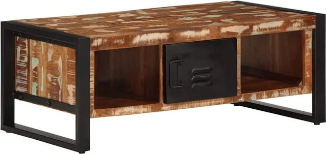 vidaXL Couchtisch aus massivem Altholz in Mehrfarbig, rechteckig, B/T/H: 90 x 50 x 36 cm - Bild 1