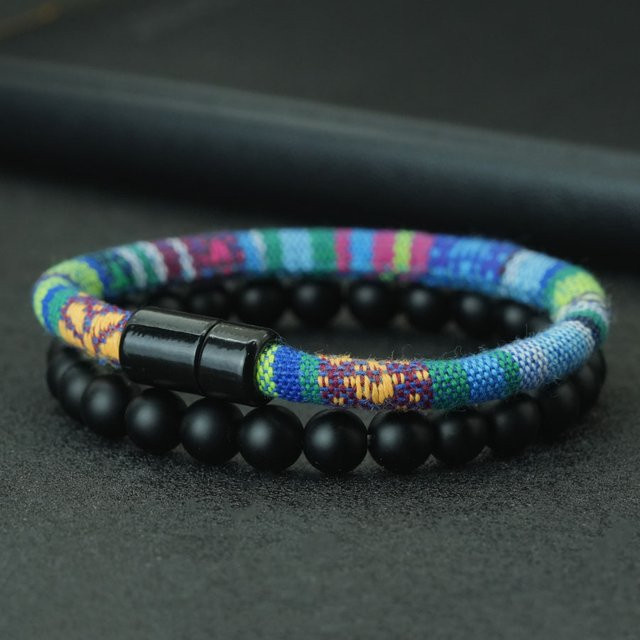 diffone Armband-Set, Stoff, Schwarz, Herren, Böhmisch - Bild 1