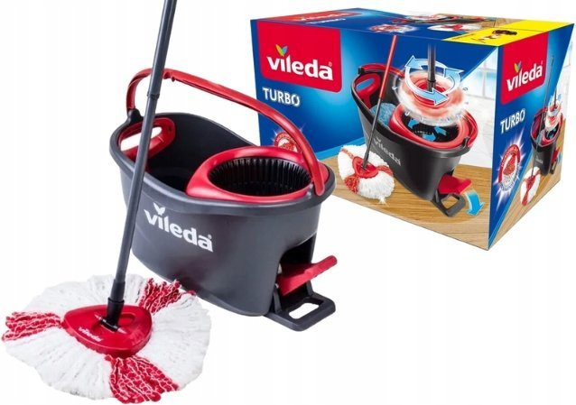 Vileda Turbo EasyWring & Clean Wischmop Komplettset in Grau, Rot und Schwarz - Bild 6