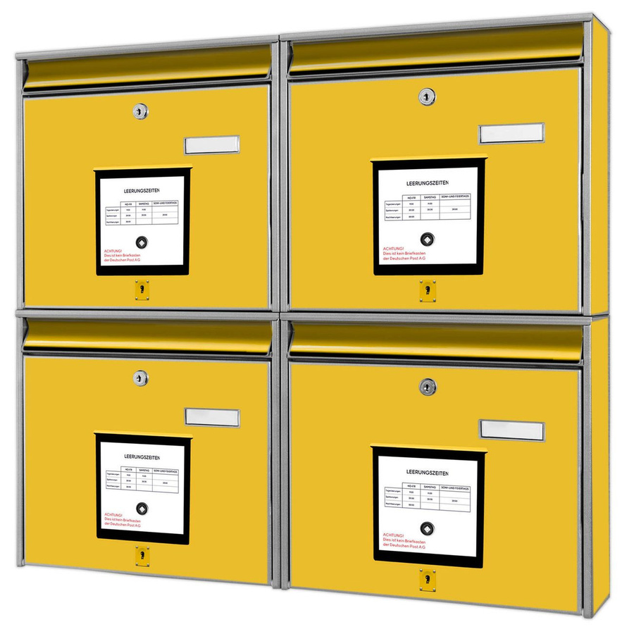 banjado Burg Wächter Briefkastenanlage für 4 Parteien in Silber, verzinkt und lackiert, B/H/T: 64,5 x 72,5 x 10 cm - Bild 1