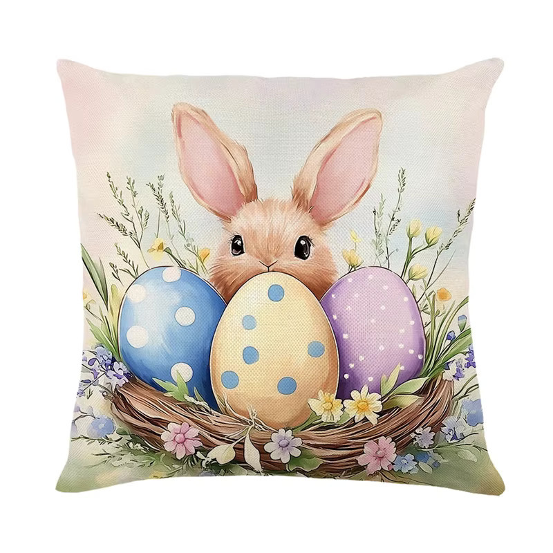 VIKAMA Oster-Kaninchen Kissenbezug in Rosa, quadratisch, B/T/H: 40 x 40 x 40 cm - Bild 2