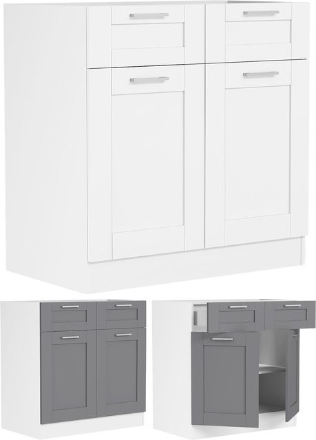 VCM Küchenunterschrank Colura im Landhaus Stil mit zwei Drehtüren und zwei Schubladen, H x B x T: 82 x 80 x 46 cm - Bild 1