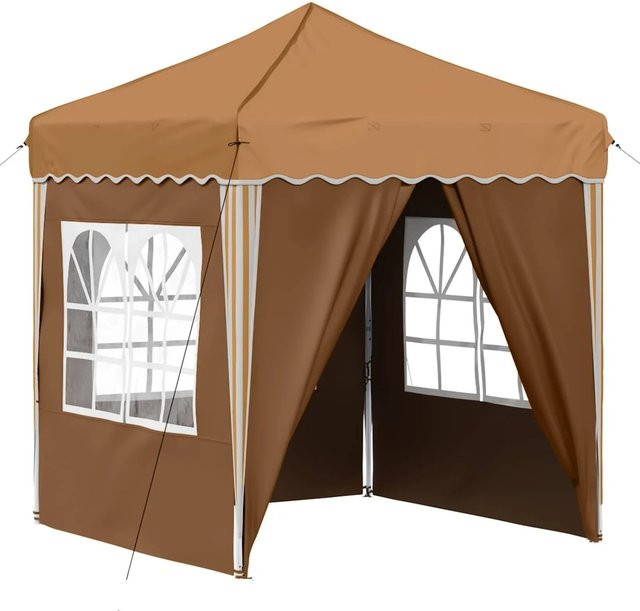 vidaXL Pop-up Partyzelt Beige B/T/H: 195 x 195 x 245 cm aus Oxford-Stoff und Stahl - Bild 1