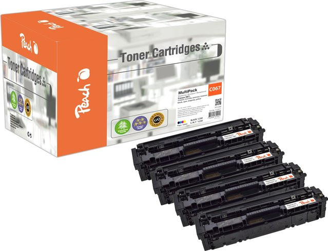 Peach Toner-Kartuschen-Set für Canon iSENSYS MF 655 Cdw, ersetzt Canon 067, wiederaufbereitet, Farben: Schwarz, Cyan, Magenta, Gelb - Bild 1