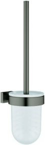 Grohe WC-Bürstengarnitur Essentials Cube Wandmodell in Glasoptik mit silbernen Details - Bild 1
