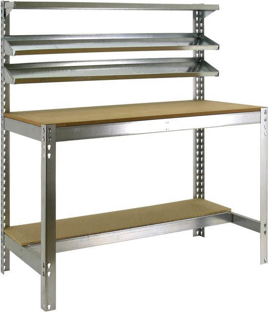 PROREGAL Werkbank Buffalo mit Frontablage, Farbe: Silber, Höhe: 84 cm, Breite: 120 cm, Tiefe: 61 cm, Traglast: 600 kg - Bild 1