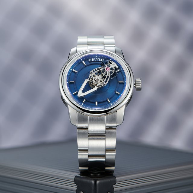 OBLVLO Armbanduhr Automatik, Edelstahl, Blau, Herren - Bild 1