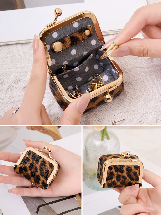 MIYIN Mini-Schmuckkästchen für Damen mit Leopardenmuster im Vintage-Design zur Aufbewahrung von Ringen, Ohrringen und Halsketten - Bild 7