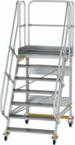Günzburger Aluminium-Plattformtreppe fahrbar mit 7 Stufen und 60 Grad Neigung in Silber - Bild 1